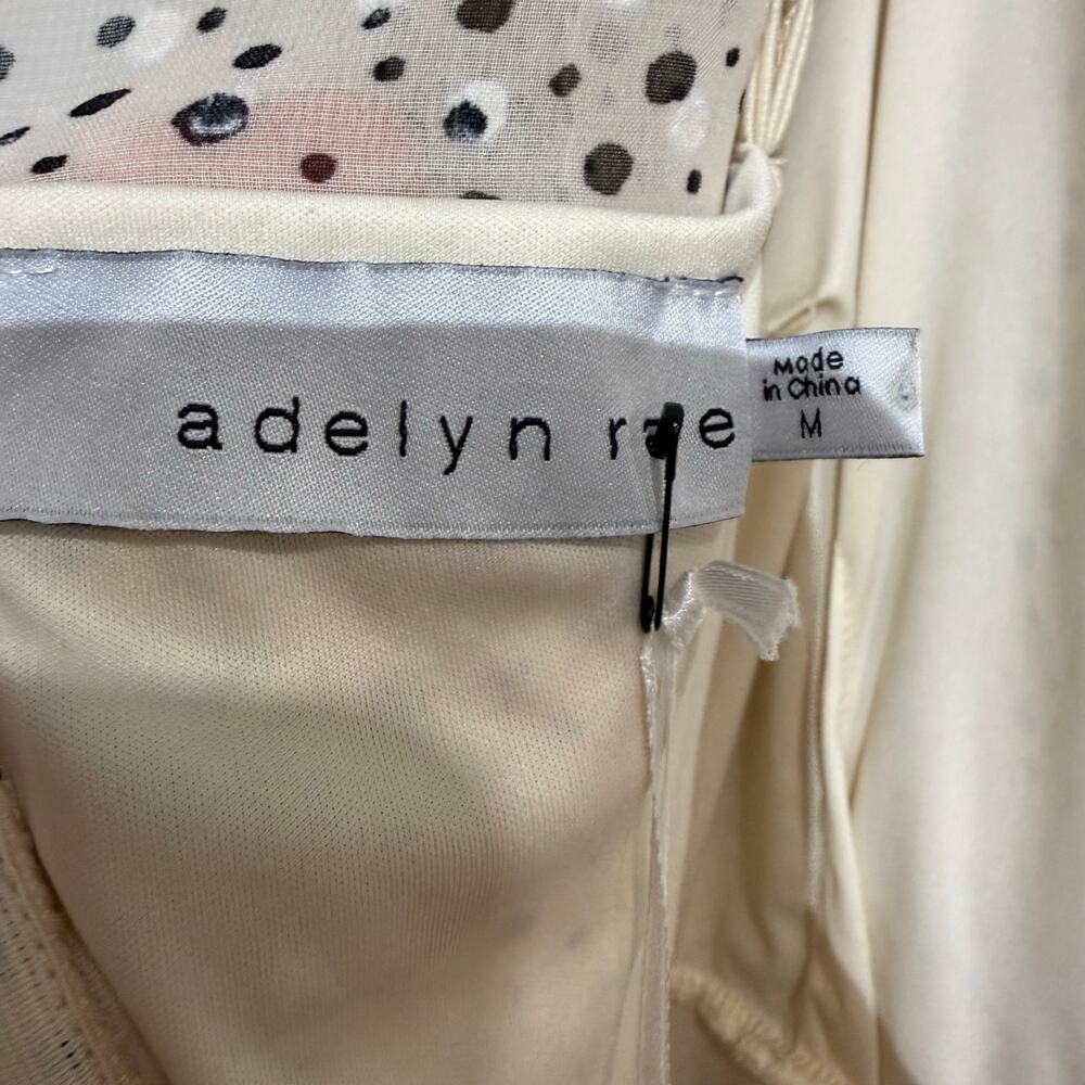 Adelyn Rae Cream Polka Dot Ruched Ruffle Long Sleeve Mini Dress Sz M NWT - Picture 5 of 12
